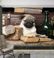 Pug Dog Animal Wine Table Pet Modern Wallpaper Mural Photo Kids Kitchen Poster