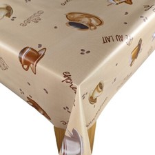 WIPEABLE Tablecloth Beige Coffee Break PVC Vinyl