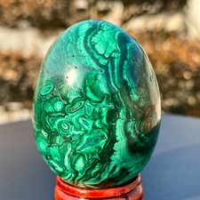191G  Top natural malachite quartz hand carved egg crystal Reiki decoration -