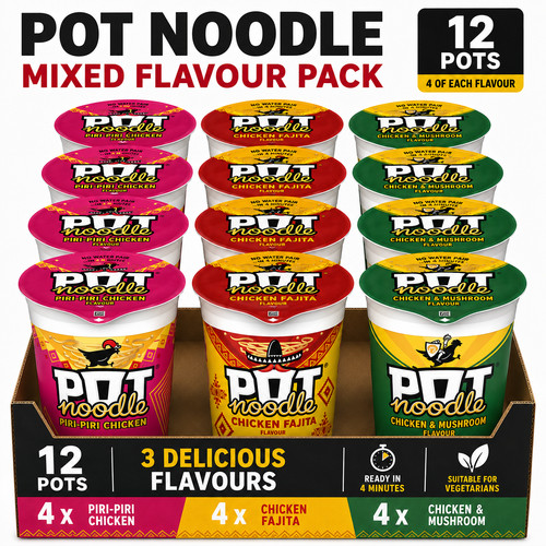 Pot noodle mixed pack 12x90g - pot,