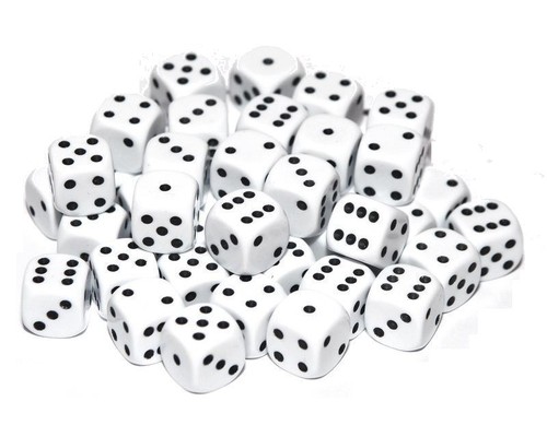 White dice 12mm d6 6 - 50,