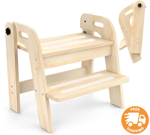 Wooden step stool for kids - 2-step,