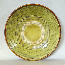 Japanese Vtg Plate Onta Ware Slipware Green Bernard Leach Pottery 26.2cm 10.31"