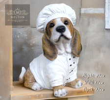 basset hound chef dog statue