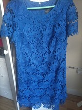 Adrianna papell Designer Dress Size 12 Lace Trim Beautifully Lined  Royal Blue 
