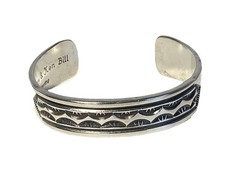 Ken and Mary Bill Sterling Silver Navajo Cuff Bracelet Vintage