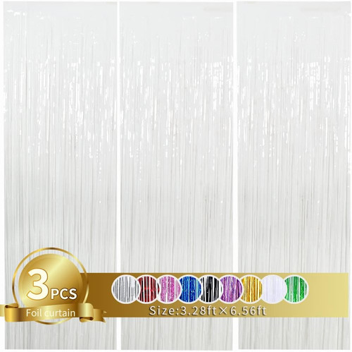 3pcs white metallic - metallic, tinsel