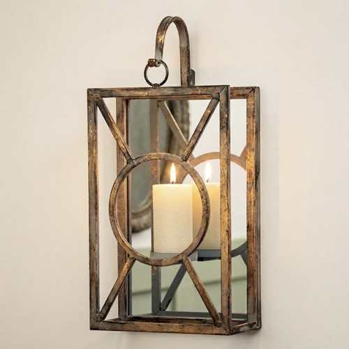 Rustic mirrored wall candle - mirrored,