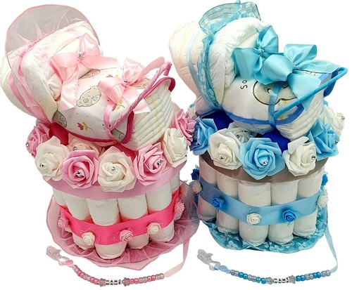 Baby nappy cake basket - nappy, basket/hamper