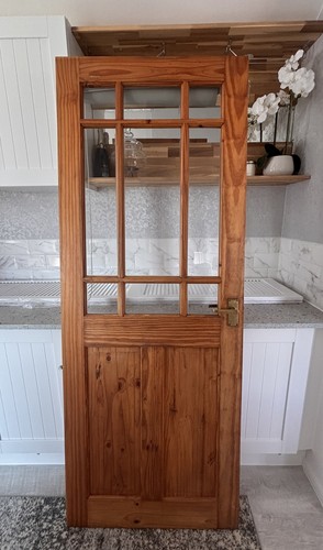 Solid pine glass panel - pine, 1980s