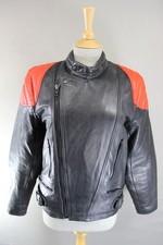 VINTAGE WADDINGTON CLASSIC BLACK & RED LEATHER BIKER JACKET 38-40 INCH CHEST