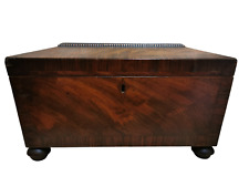 Antique 19th Century Mahogany Tea Caddy Box Of Sarcophagus Shape