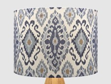 Blue Grey Ikat Fabric Handmade