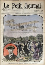 SMALL NEWSPAPER 1908 NO. 928 WILBUR WRIGHT PLANE - BULLYING CHERBURG PRISON