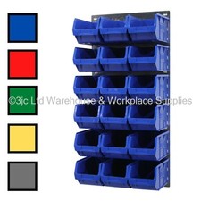 NEW UK Made Plastic Parts Storage Bins Boxes With Steel Wall Louvre Panel  SET 6