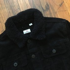 AG Adriano Goldschmied Brody Kids Corduroy Jacket Size L Black Sherpa Collar