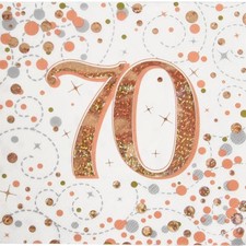70th Birthday Party Napkins Rose Gold Fizz Paper Serviette Tableware 16 Pack
