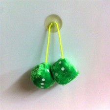Fuzzy Dice Small - Poison Green and White