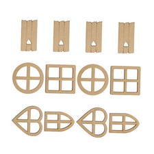 12PCS Wooden Fairy Windows Mini Window Decorations Fairy Garden House Decor