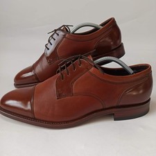 Loake "Barton" Men's Derby Leather Capped Shoes - Brown - Size 10.5 G / Wide