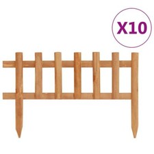10 Wooden Lawn Edgings Garden Fence Panels Edging Border Picket Fencing Orange