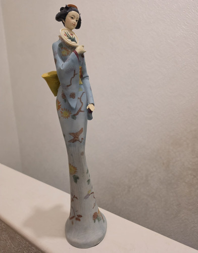 Painted geisha woman figurine - geisha,