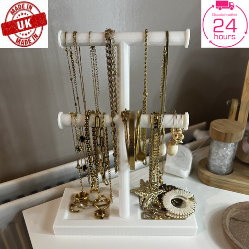 White bar jewellery display - white, t-bar
