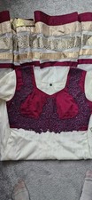 White & Burgandy Anarkali Suit