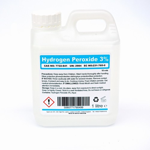 Pure hydrogen peroxide 1 - 3%.,