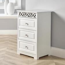 3 Drawer Chest Storage Unit Bedroom Organiser Bedside Tallboy White Wooden