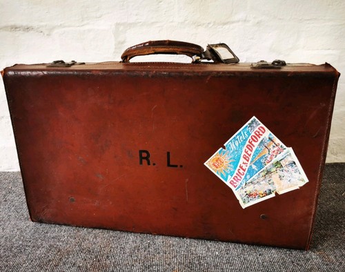 Vintage leather suitcase with - leather,