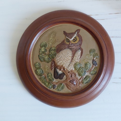 Studio pottery owl - studio, plaque
