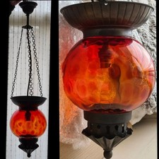 Vtg Amber Red Globe Dimpled
