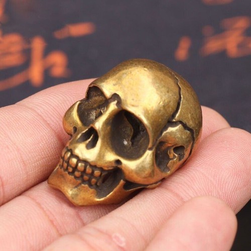 Solid brass skull head - brass,