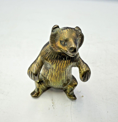 Solid brass grizzly bear - brass,
