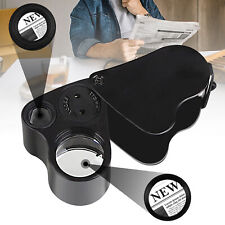 30X 60X Jewelers Loupe Foldable Jewelry Eye Loop Magnifier Dual Lens LED Light