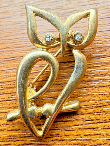 Abstract owl brooch gold - abstract,