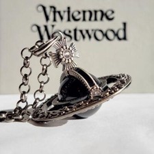 VivienneWestwood Small Orb Necklace Floral Pattern Black Mint 80㎝