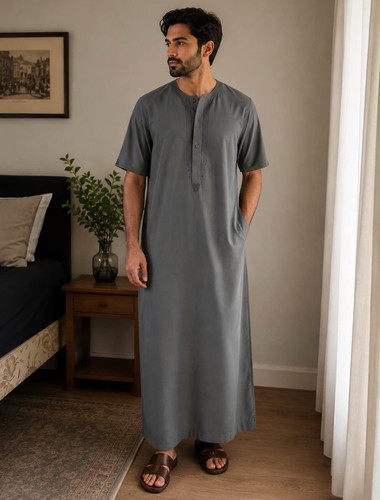 Men grey traditional thobe - traditional,