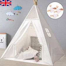 160CM Large Canvas Kids Teepee Star Wood Indian Tent Child In/Outdoor Play House
