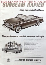 Sunbeam RAPIER Convertible Motor Car ADVERT : Original 1959 Print Ad E15/M