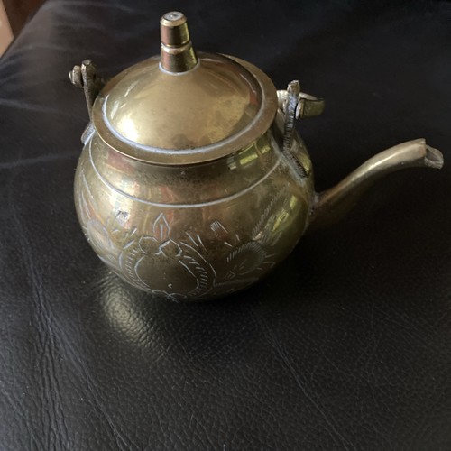 Vintage small brass teapot - vintage,