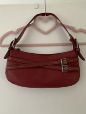 Oriano Soft Leather Ladies Bag Cherry Red With Red Satin Lining Inside Pocket