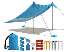 Beach Tent Portable UPF 50+ UV Protection Canopy Sun Shelter W/ Sand Anchor 2.4m
