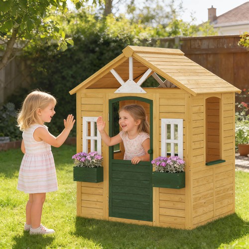 Wooden kids playhouse with - playhouse,