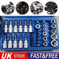 34pcs Torx Star Socket Bit Set 3/8'' Male Female E&T Sockets with Torx Star+Case