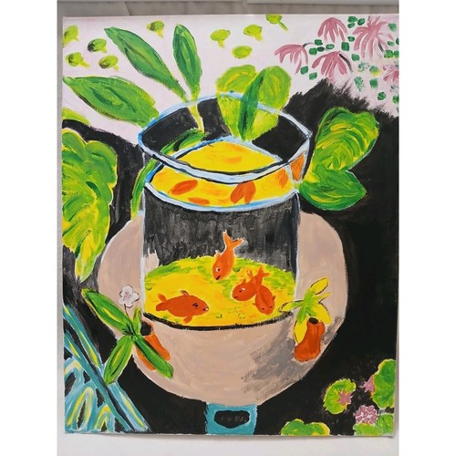Oil painting goldfish bowl - goldfish, 20