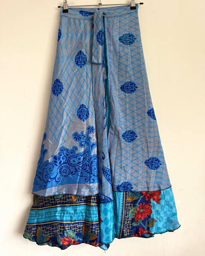 Blue cotton woven - blue, floral
