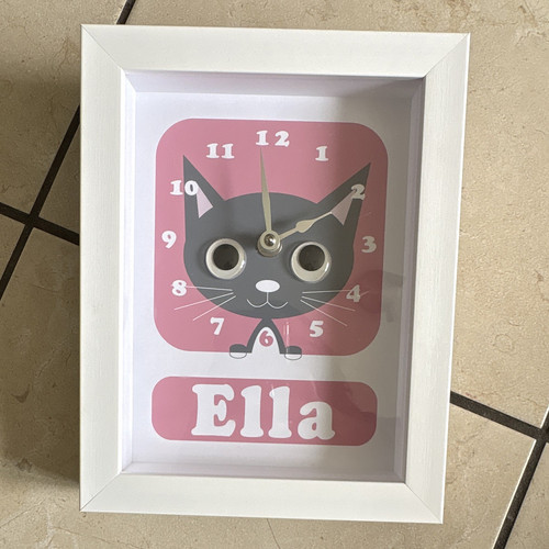 Ella cat rectangle - ella, clock