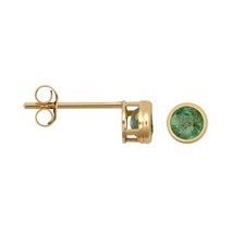 9ct Gold Emerald Stud Earrings - Natural Emerald Earrings - Solid 9ct Gold